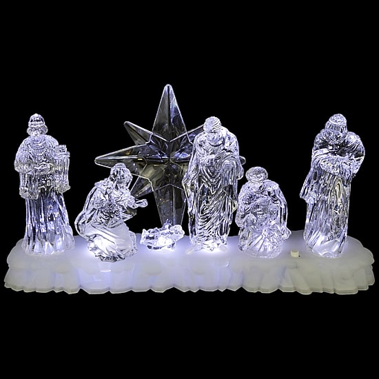 Northlight 12" Led Lighted Nativity Scene Acrylic Lighted Nativity Set