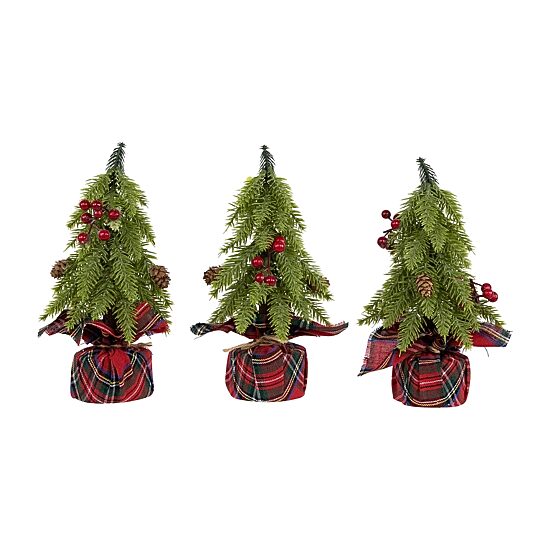 Northlight 9" Mini Downswept Pine Artificial With Pine Cones Pine Christmas Tree