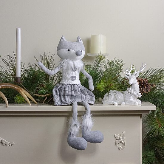 Northlight 22" Sitting Girl Fox With Dangling Legs Christmas Figurine
