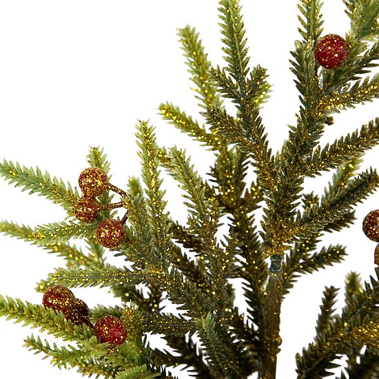 Northlight 9" Mini Glittered Pine With Berries Artificial Pine Christmas Tree