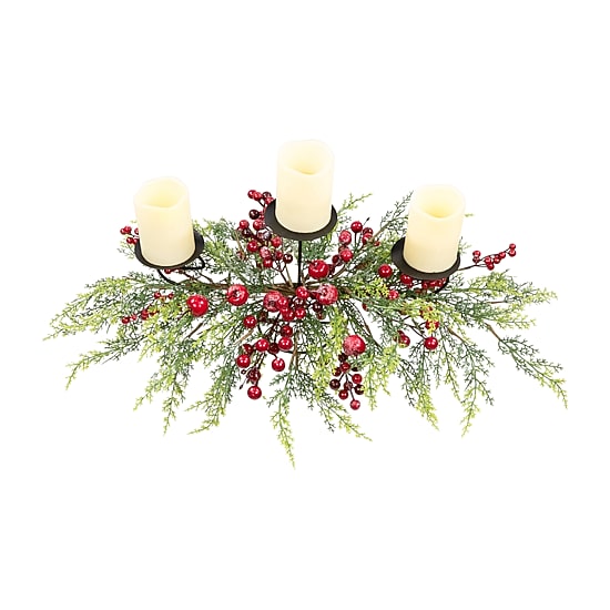 Northlight 36" Apples And Berries Triple Pillar Candle Holder