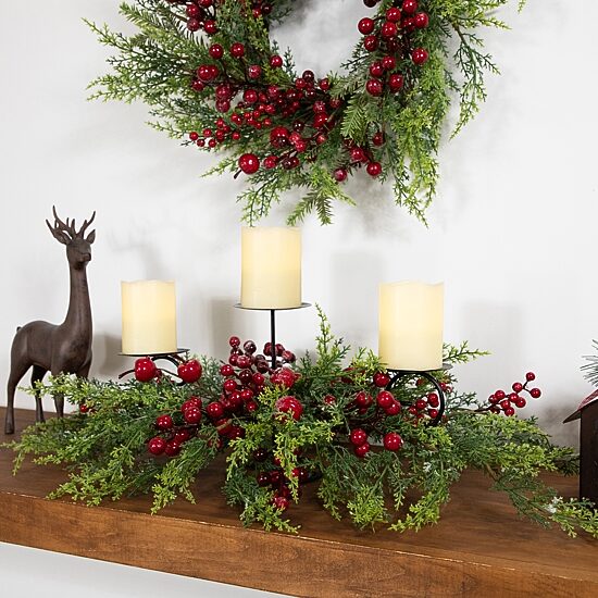Northlight 36" Apples And Berries Triple Pillar Candle Holder