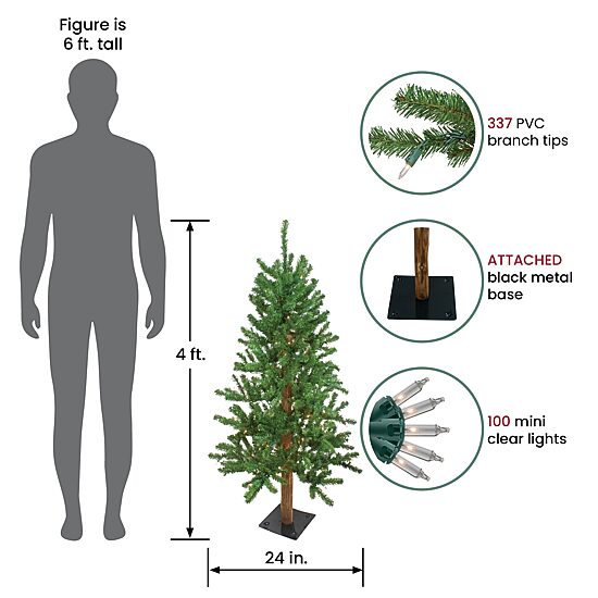 Northlight 4ft Prelit Medium Alpine 4 Foot Pre-Lit Pine Christmas Tree