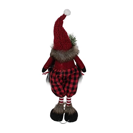 Northlight 17" Buffalo Plaid Girl Gnome With Pigtails Christmas Gnome