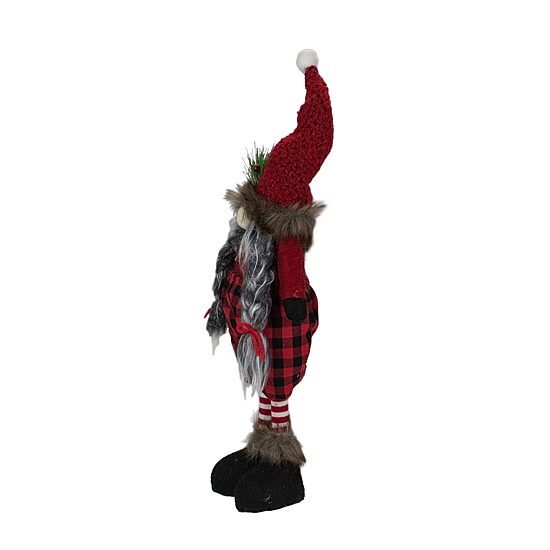 Northlight 17" Buffalo Plaid Girl Gnome With Pigtails Christmas Gnome