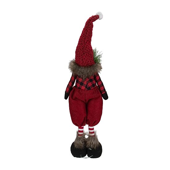 Northlight 17" Standing Buffalo Plaid Gnome With Berry Pine Christmas Gnome