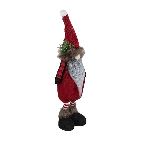 Northlight 17" Standing Buffalo Plaid Gnome With Berry Pine Christmas Gnome