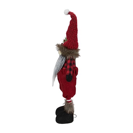 Northlight 17" Standing Buffalo Plaid Gnome With Berry Pine Christmas Gnome