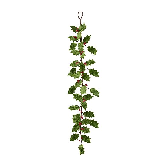 Northlight 4ft Glittered Holly With Berry Christmas Indoor Garland