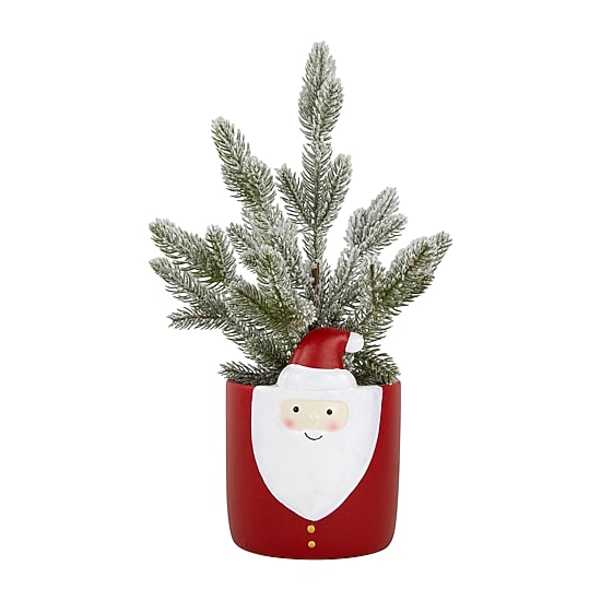 Northlight 15" Mini Frosted Artificial In Santa Pot 1 Foot Christmas Tree