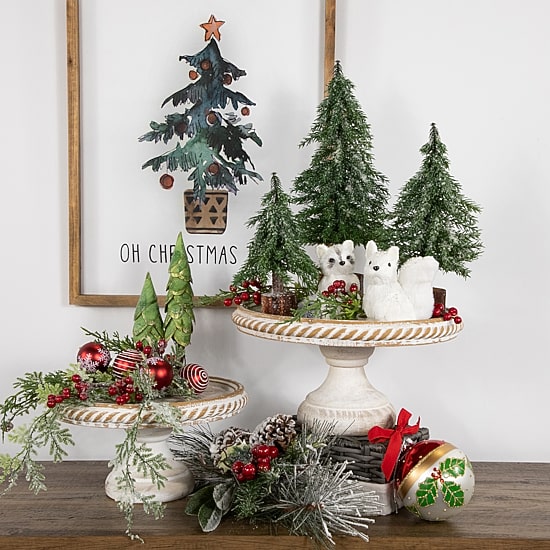 Northlight 14" Frosted Icy Pine With Jute Base 1 Foot Pine Christmas Tree