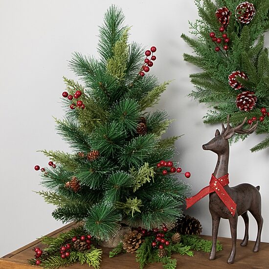 Northlight 25" Mini Spruce Pine Needle And Pinecone 2 Foot Pine Christmas Tree