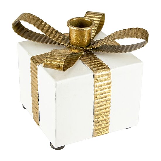 Northlight 5" White Metal Gift Box Candle Holder
