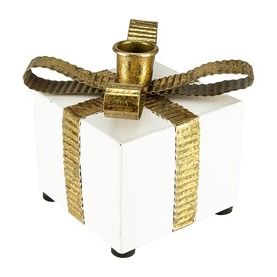 Northlight 5" White Metal Gift Box Candle Holder