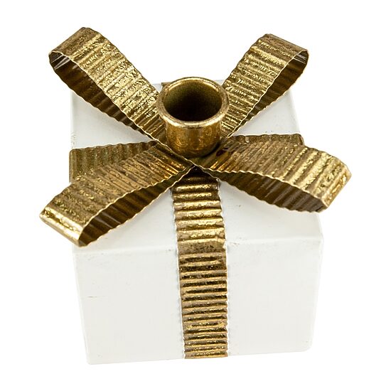 Northlight 5" White Metal Gift Box Candle Holder