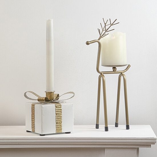 Northlight 5" White Metal Gift Box Candle Holder