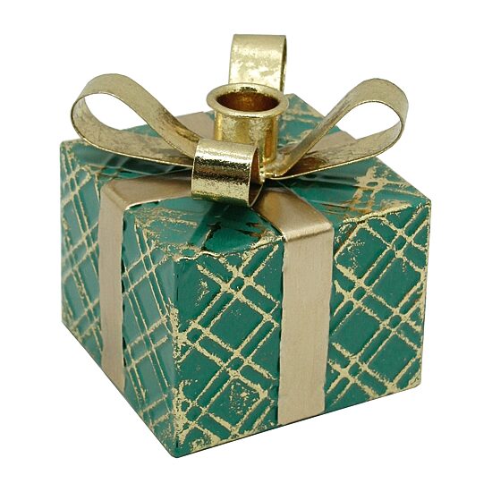 Northlight 5" Metal Gift Box Taper Candle Holder