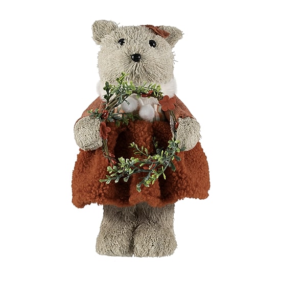 Northlight 10" Woodland Girl Bear Holding Christmas Figurine