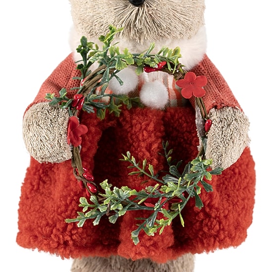 Northlight 10" Woodland Girl Bear Holding Christmas Figurine