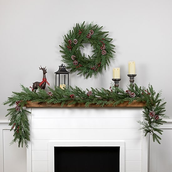 Northlight 7ft Wind River Fir With Glittered Pinecones Artificial Christmas Indoor Garland