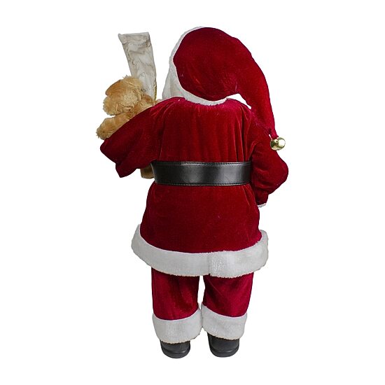Northlight 24" Standing Santa With Teddy Bear And List Christmas Figurine