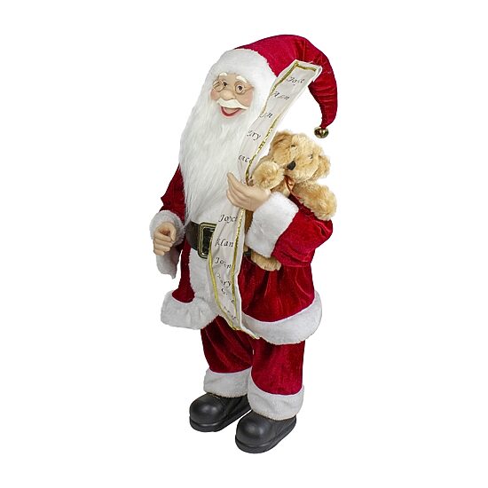 Northlight 24" Standing Santa With Teddy Bear And List Christmas Figurine