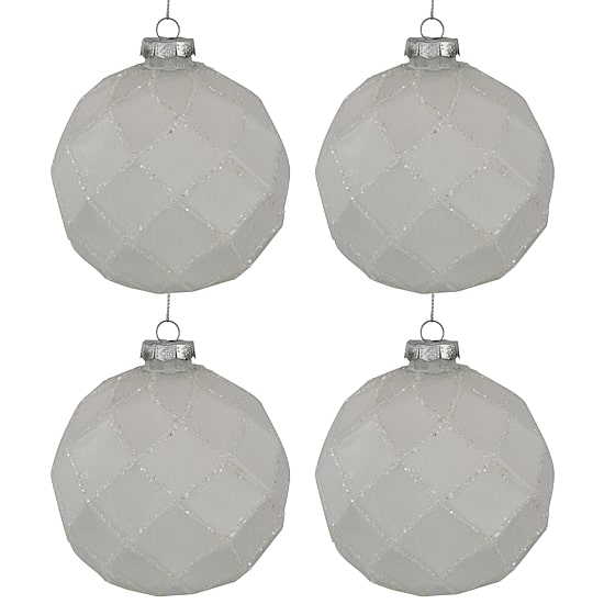 Northlight 4" Glittered Glass Ball 4ct Christmas Ornament
