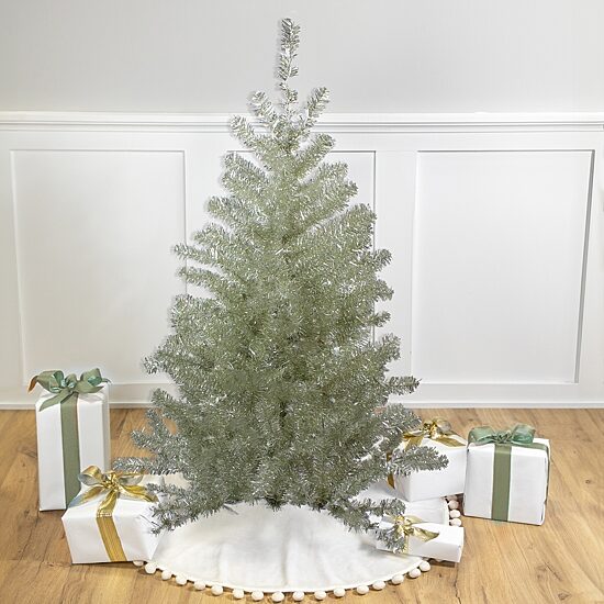 Northlight 5ft Metallic Platinum Tinsel 4 1/2 Foot Christmas Tree