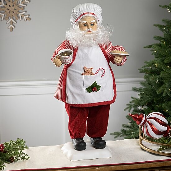 Northlight 24" Animated And Musical Chef Santa Claus With Hot Cocoa And Cookie Christmas Figurine