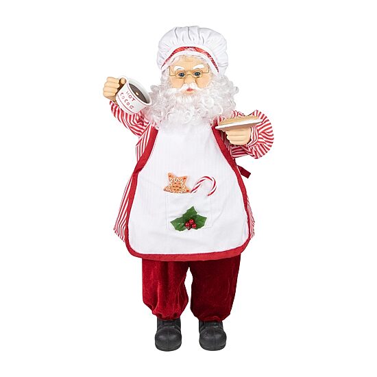 Northlight 24" Animated And Musical Chef Santa Claus With Hot Cocoa And Cookie Christmas Figurine