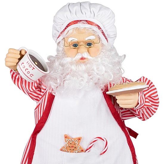 Northlight 24" Animated And Musical Chef Santa Claus With Hot Cocoa And Cookie Christmas Figurine
