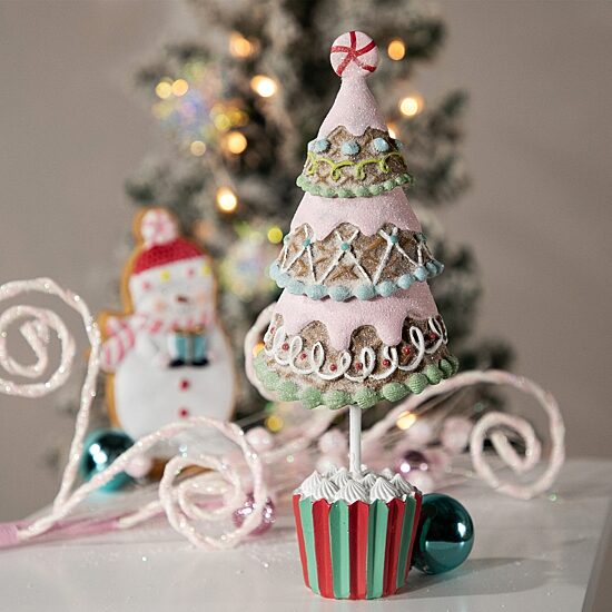Northlight 10" Frosted Waffle Cone Cupcake Pine Christmas Tree