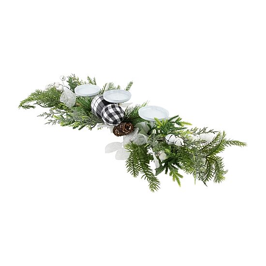 Northlight 29" Mixed Foliage And Jingle Bell Pillar Candle Holder