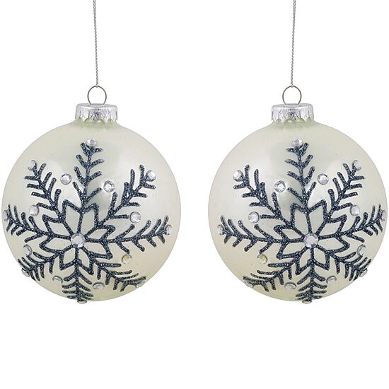 Northlight 4" Glittered Snowflake Shiny Glass Ball Christmas Ornament