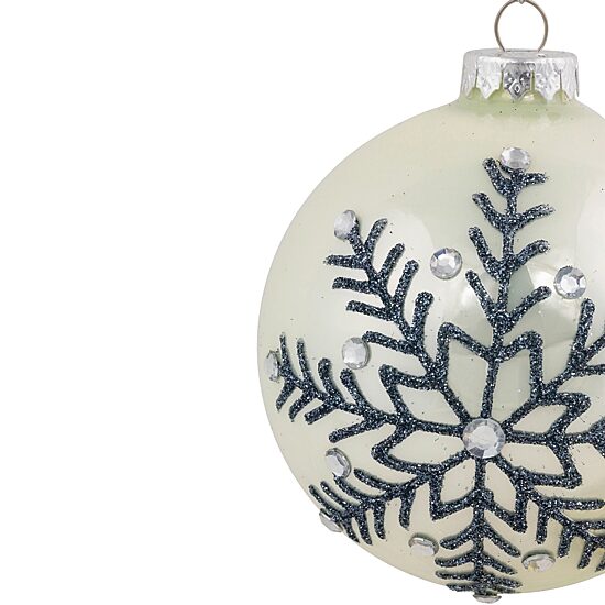 Northlight 4" Glittered Snowflake Shiny Glass Ball Christmas Ornament