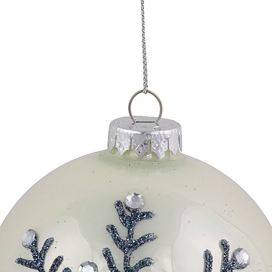 Northlight 4" Glittered Snowflake Shiny Glass Ball Christmas Ornament