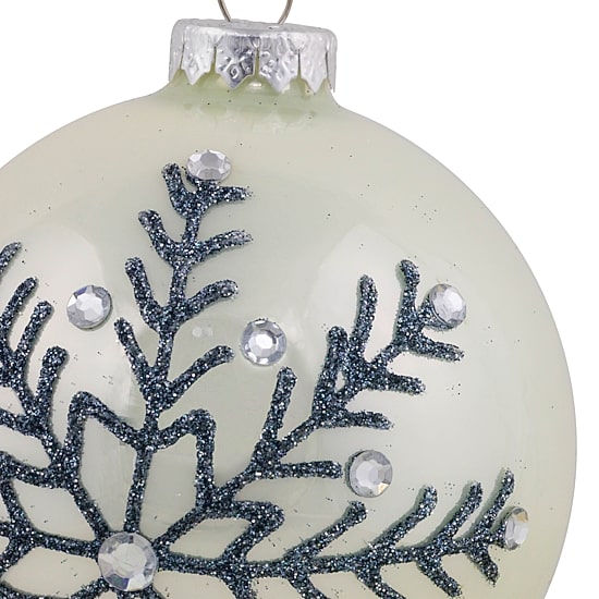 Northlight 4" Glittered Snowflake Shiny Glass Ball Christmas Ornament