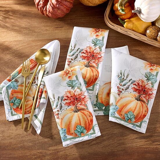 Threadmade Pumpkin Harvest Vine 4-pc. Napkins