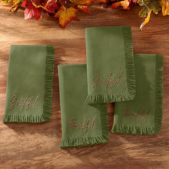 Threadmade Fringed Harvest 4-pc. Napkins