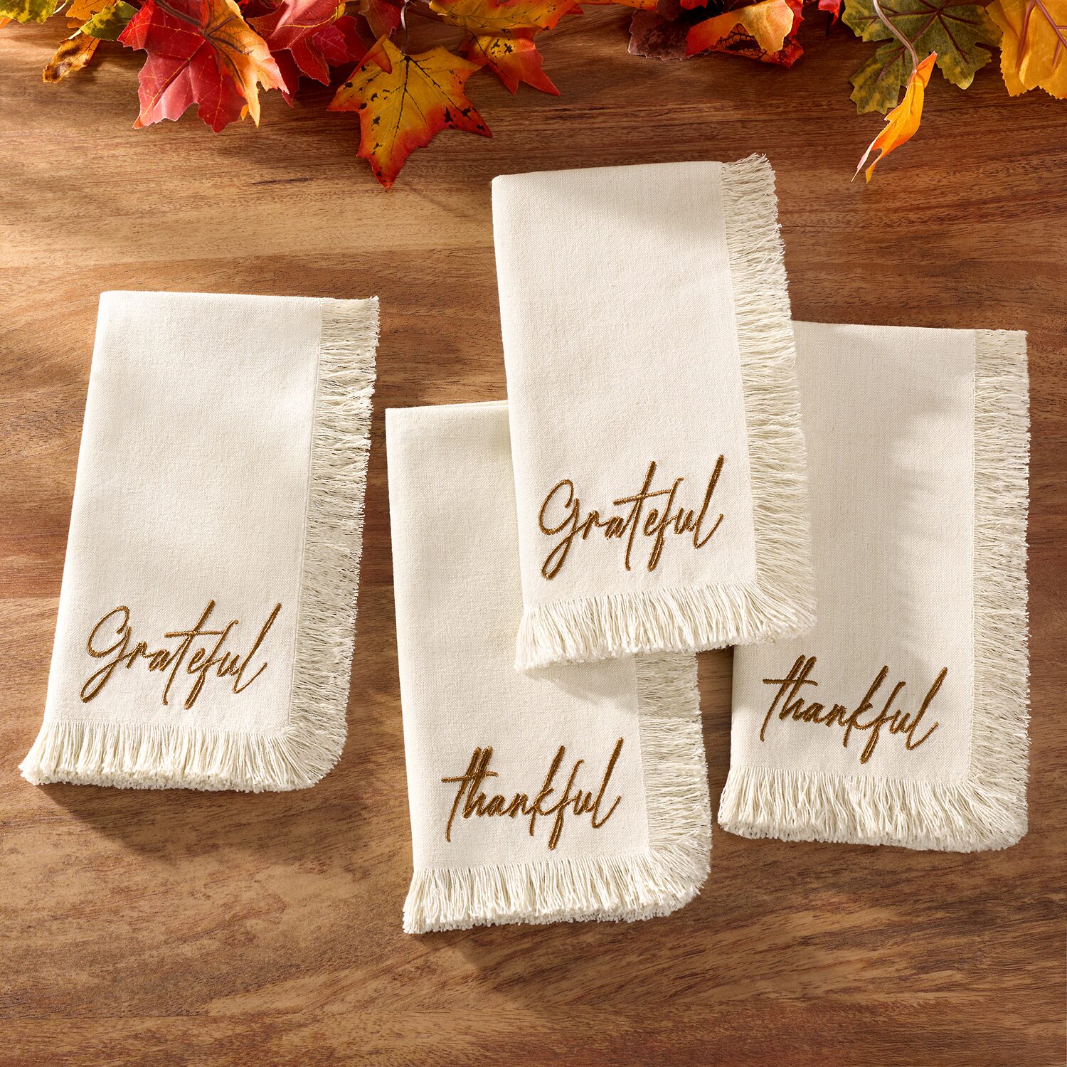 Threadmade Fringed Harvest 4-pc. Napkins