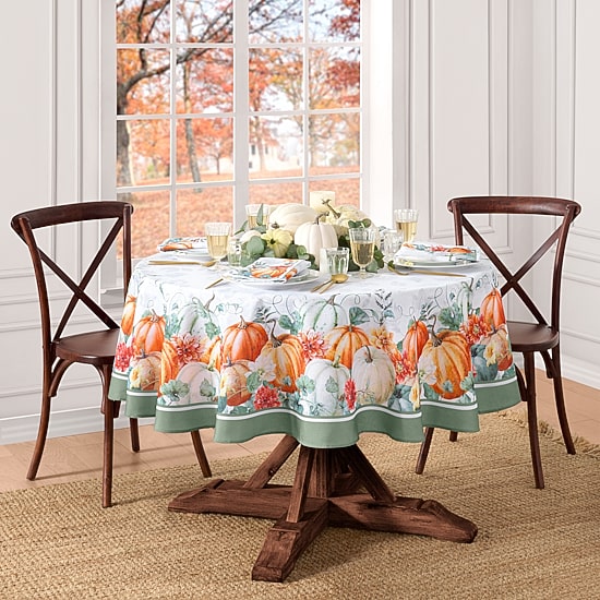 Threadmade Pumpkin Harvest Vine Tablecloth