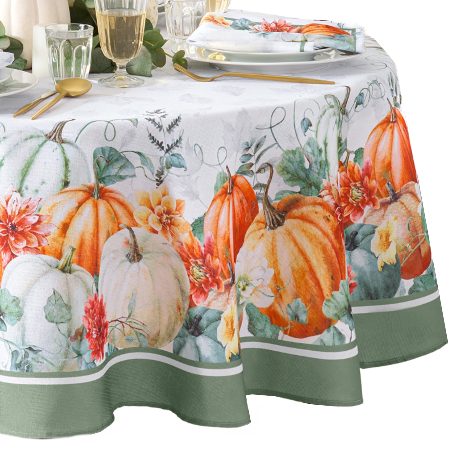 Threadmade Pumpkin Harvest Vine Tablecloth