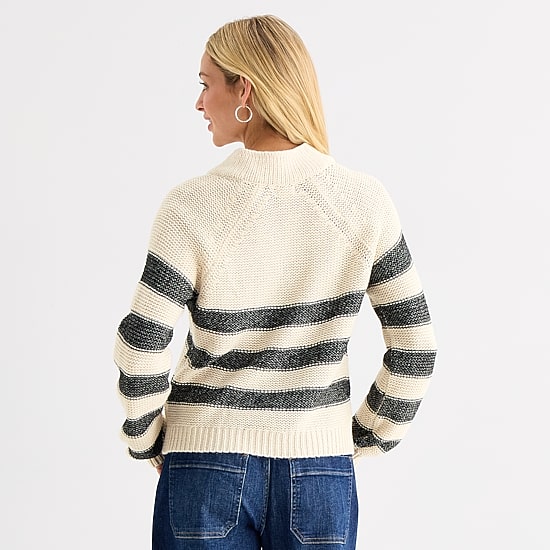a.n.a Tall Womens Split Crew Neck Long Sleeve Pullover Sweater