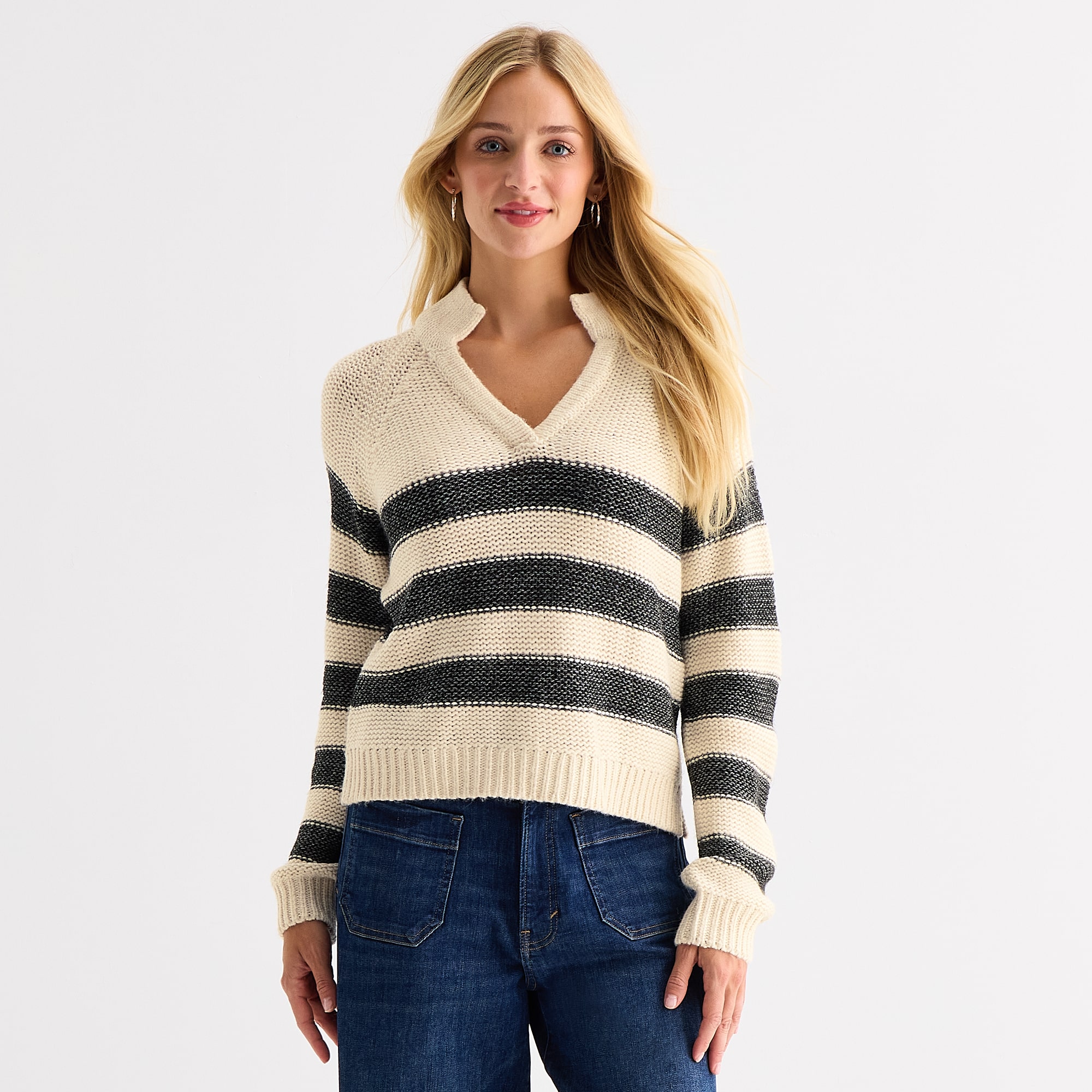 a.n.a Tall Womens Split Crew Neck Long Sleeve Pullover Sweater