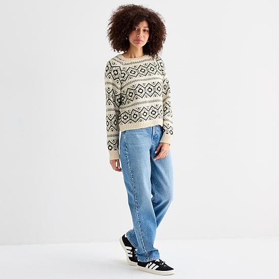 A.N.A Womens Crew Neck Long Sleeve Pullover Sweater