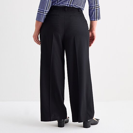 Liz Claiborne Audra Womens Plus Wide Leg Mid Rise Trouser