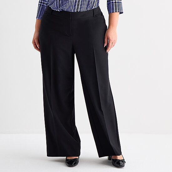 Liz Claiborne Audra Womens Plus Wide Leg Mid Rise Trouser