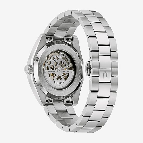 Bulova Surveyor Mens Automatic Silver Tone Stainless Steel Bracelet Watch 96b436