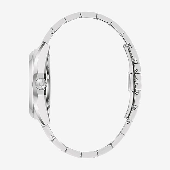 Bulova Surveyor Mens Automatic Silver Tone Stainless Steel Bracelet Watch 96b436