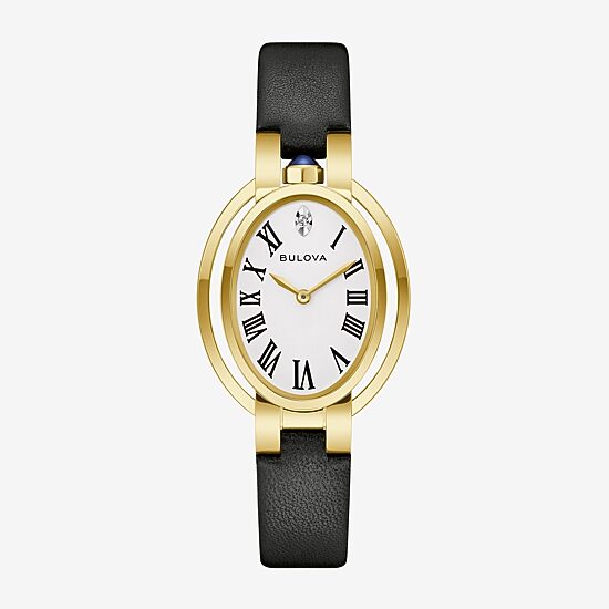 Bulova Womens Diamond Accent Black Stainless Steel Strap Watch 97p180